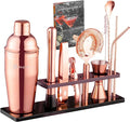 Bartender Kit with Stand, 11 Piece Set, Cocktail Shaker Set 24 oz Shaker Bar Tool Set for Beginner with Recipe