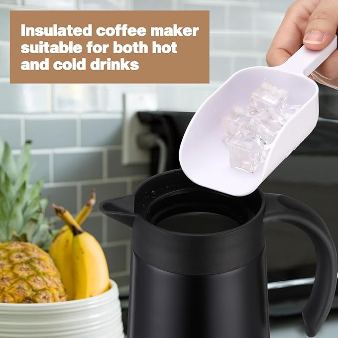 2 Pcs 27oz Thermal Coffee Carafe Stainless Steel Coffee Pot for Keeping Hot/cold Insulated Double Walled Vacuum Tea Pot with Press Button Drink Beverage Dispenser for Milk Tea(Black)
