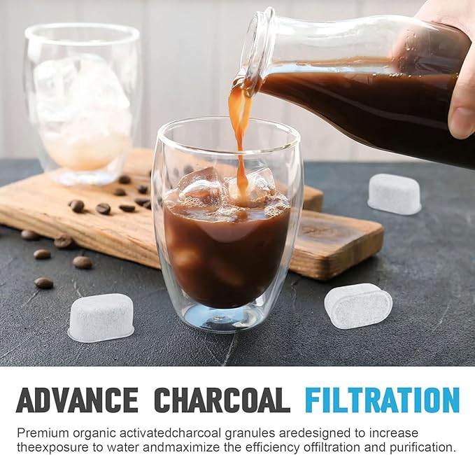 Activated Water Coffee Filter 12 Cup Fits For Mr.Coffee Maker Water Filter Replacement Cartridge Reusable Filter Pods With Activated Charcoal Removes Impurities,Calcium,Chlorine And Odors (4PCS)