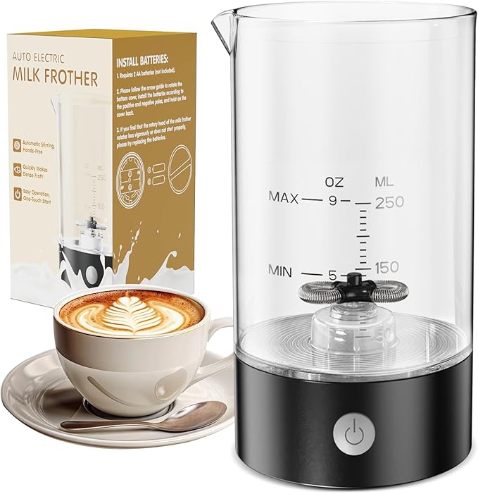 Cold Foam Maker Frother Blender for Coffee - Handheld-Free - One-Button Battery Powered - Frother for Cold Foam - Ideal Gift (Ink Black)