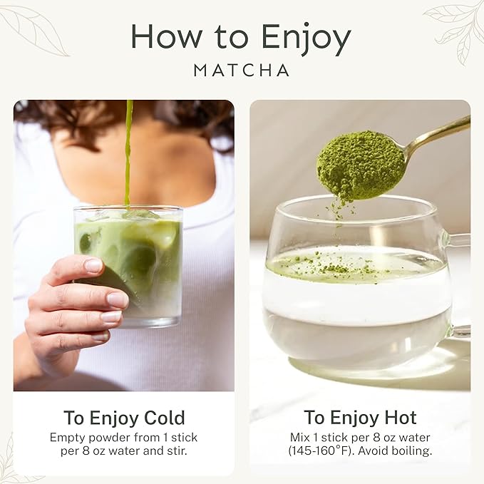 Yu Tea Organic Decaf Matcha Powder Ceremonial Grade, 30 Instant Packets | Rich in Antioxidants & L-Theanine, Low Caffeine | Unsweetened Grade A Japanese Green Tea Powder | Single Serve Sticks