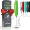 Elementi Milk Frother Wand - Powerful Hand Frother for Coffee - Handheld Electric Whisk, Milk Foamer, Mini Whisk & Coffee Blender for Frappe, Lattes, and Matcha (Lime Green)