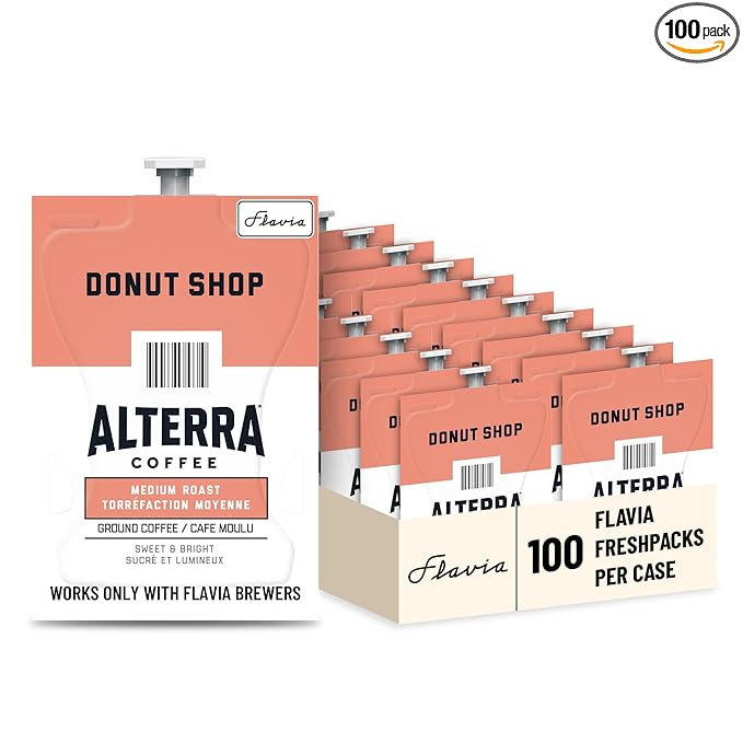 Flavia Alterra Donut Shop Coffee Freshpacks works only with Flavia Brewers, Medium Roast (Case of 100)