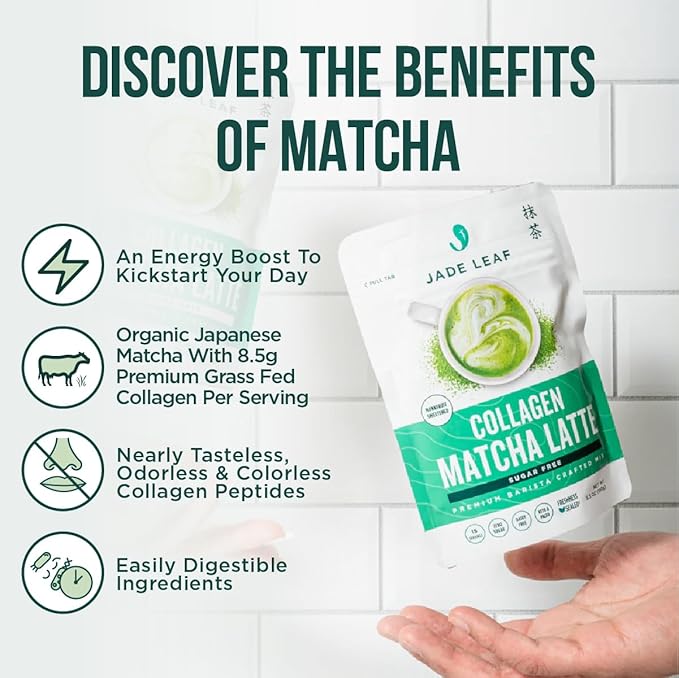 Jade Leaf Matcha Organic Premium Ceremonial Grade Matcha Green Tea Powder - Japanese - Culinary, Ingredient, Ceremonial Barista Teahouse, Latte, Collagen, 5.3 Ounce (Pack of 1), Collagen Matcha Latte