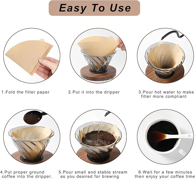 Adove Coffee Filter, Size 02 Cone Coffee Filters Disposable, 100 Count Unbleached Natural Paper Filters 2-4 Cup, 2 Cone For Pour Over and Drip Coffee Maker(100)