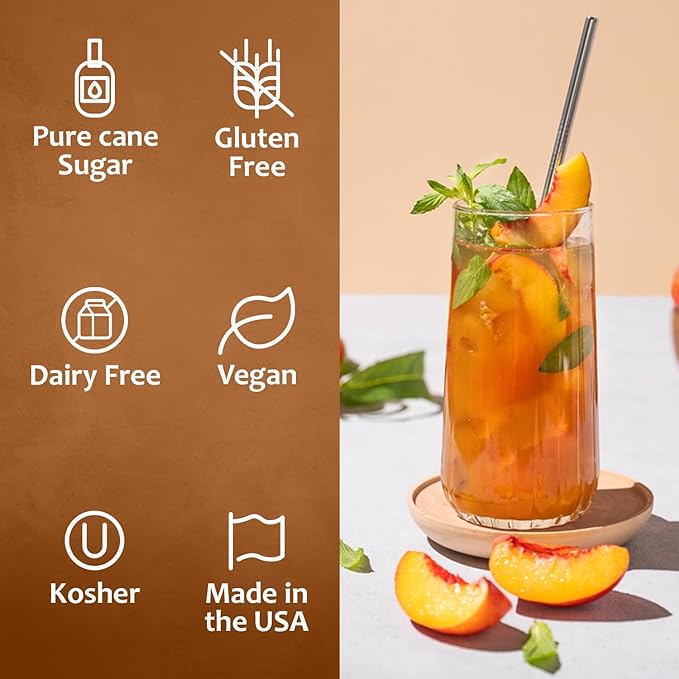 Syruvia Peach Syrup, Flavored Syrup for Drinks, Cocktails, Lemonades, Iced Teas, and Desserts – 25.4 fl oz