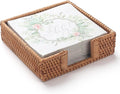 Rattan Napkin Holder Square Woven Flat Napkin Basket Tray for Tables 7.5" x 7.5" x 2.5"