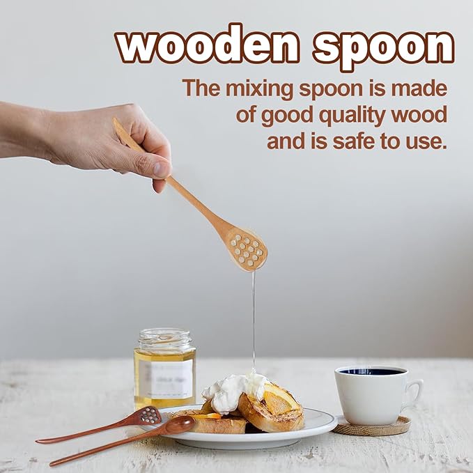 3 Pack Wooden Honey Mixing Stirrer Honey Dipper Sticks Honey Spoon, Wooden Honey Spoon and Dipper, Honey Sticks for Tea Spoons, Coffee Stirring Spoons, Honey Stirrers and Jar