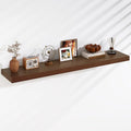 Fun Memories Floating Shelves, 9.3 Inch Deep Solid Pine Wood Wall Shelves for Storage, Rustic Wall Mounted Display Shelf with Invisible Heavy-Duty Metal Bracket, 55 Inch Width, Walnut