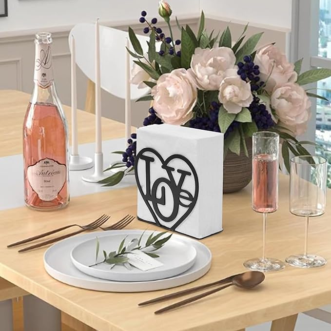 Napkin Holder for Table, Metal Napkin Holders for Kitchen Dining Farmhouse Cocktail Picnic Bar Rustic, Modern Napkins Holder for All Dining Room Decors (Letter), Christmas Decoration Gifts