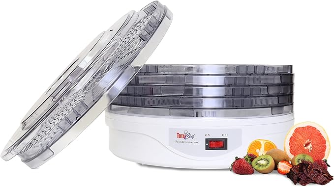 Total Chef Food Dehydrator - 5-Tier Liofilizadora, Air Drying Jerky, Fruit, Vegetable, Mushroom, Meat, Fish & More, Counter Top Alimentos Deshidratador For Home With Dishwasher Safe Trays Rack