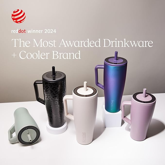 BrüMate Era 30 oz Tumbler with Handle and Straw | 100% Leakproof Insulated Water Bottle Tumbler with Lid and Flexible SoftSip Straw | Made of Stainless Steel | Cup Holder Friendly | 30oz (Matte Black)