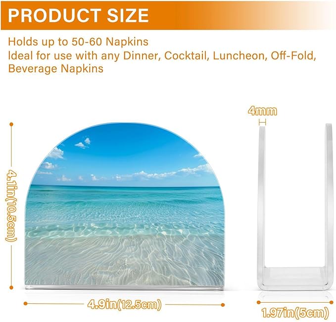 Napkin Holder Acrylic Napkin Holders for Table, Tissue Paper Cocktail Napkin Holder for Kitchen Dinner Napkins Dispenser for Bar Accessories, Blue Ocean 1 Pack