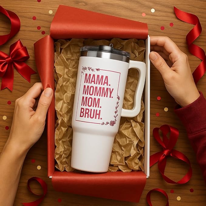 Christmas Gifts for Mom, Mama Mommy Mom Bruh Tumbler With Handle 40Oz, Mama Tumbler, Momma Coffee Mug, Mommy Cup, Birthday Present for Mother, Momma Gifts Ideas from Daughters, Sons, Kids