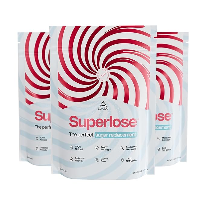 Superlose | The Superior Allulose | Keto Sugar Alternative | 100% Natural No Bitter Aftertaste | Zero Net Carb Sweetener | Ketogenic and Diabetic Approved Sugar Replacement (12oz, 3 Pack)