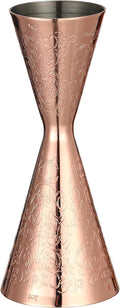 Double Cocktail Jigger Slim Style Measuring Jigger with Etched Pattern (Copper Plated Spirit)