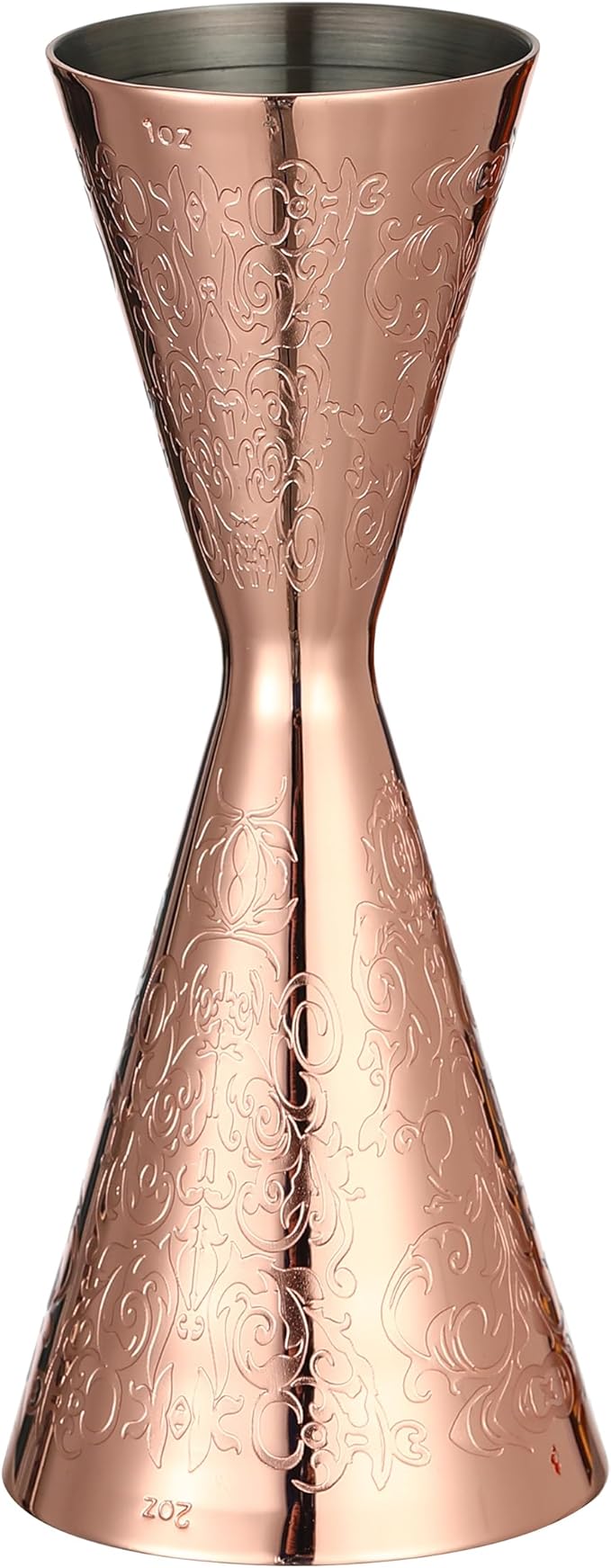Double Cocktail Jigger Slim Style Measuring Jigger with Etched Pattern (Copper Plated Spirit)