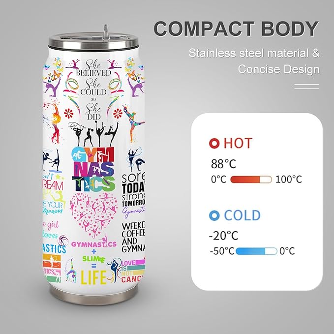 Gymnastics Tumbler Cup With Lid,Gifts For Gymnast Gymnastic Birthday Gift Stainless Steel Vacuum Coffee Mug Cup Gymnastic Gifts For Women Girls 17 Oz