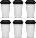 DISCOUNT PROMOS 11 oz. Double Wall Ceramic Tumblers with Lid - 6 Pack - Black