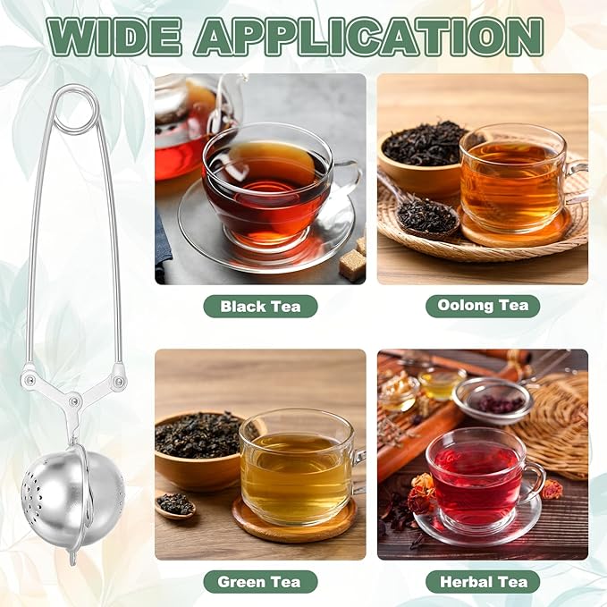 uxcell 2 Pcs Tea Infuser, Stainless Steel Loose Leaf Tea Infuser Filter for Cup and Teapot, Long Handle Tea Steeper Strainers for Tearoom Office Home, Teapot shaped, Silver
