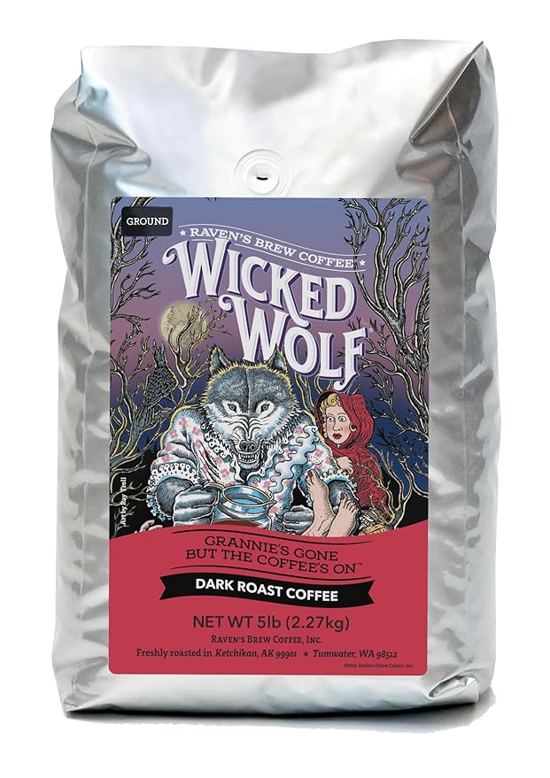 Raven's Brew Coffee Full Bodied Coffee Dark Roast Ground - Wicked Wolf 5lb
