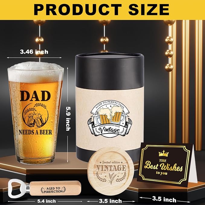 Father's Day Halloween Christmas Birthday Gifts for Dad Your Dad Beer Lovers Present for Father Vintage Beer Drinking Glass This Stemless Wine Glass Is A Great Gift for Dads