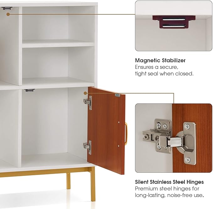 ivinta Buffet Cabinet with Storage, Rustic Wood Sideboard with Storage Shelves and Doors, Coffee Bar Cabinet for Kitchen, Living Room, Hallway, 1020 (Cherry Brown)