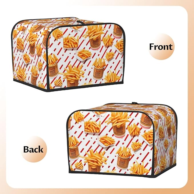 Chips Pattern 4 Slice Toaster Cover Wide Slot Dustproof Bread Maker Cover Fingerprint Bakeware Protection Kitchen Appliance Cover Toaster Bag