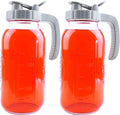 64 Oz Mason Jar Pitcher With Lid 2 Set Wide Mouth Half Gallon Glass Pitchers 2 Quart Cold Boiling Water Jug For Coffee,Lemonade, Iced Tea,Homemade Drinks,Milk,Juice Storage Container For Refrigerator
