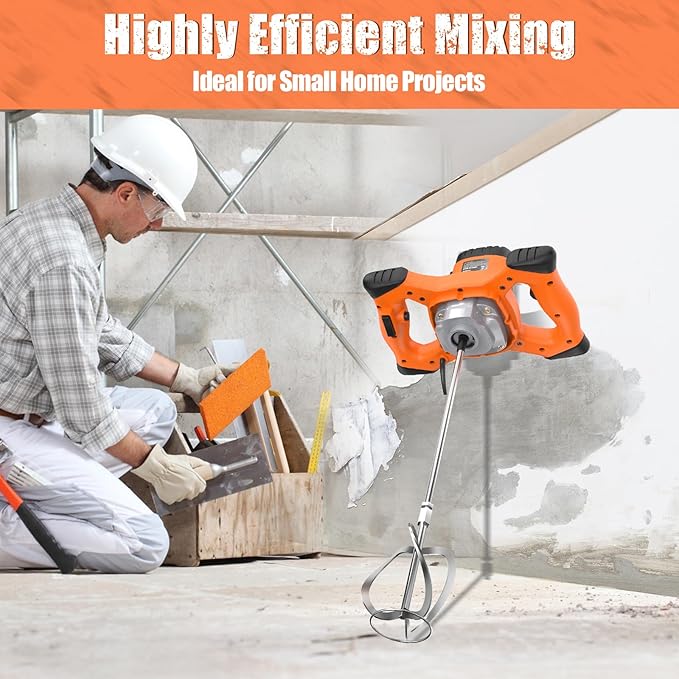 IMAYCC Handheld Concrete Mixer, Portable Cement Mixer,110V 6 Speed Mixing Drill, 2100W Drill Mixer for mud,Motar,Paint, Grout, Plaster,Thinset etc.