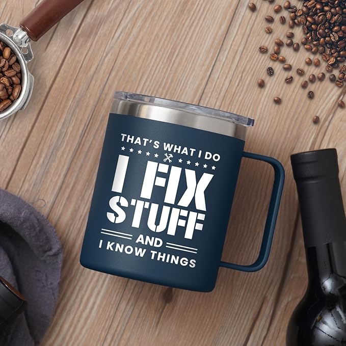 NOWWISH Christmas Gifts for Men, Dad Coffee Mug, Fun Birthday Cups for Dad Husband Grandpa from Daughter Son, 14 oz, Navy Blue