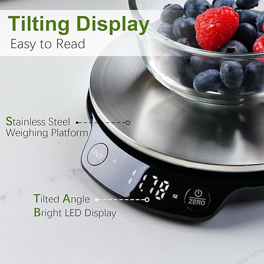 Atogou Smart Nutritional Scale, 0.005oz / 0.1g High Precision, Free APP with Nutrients Tracking, Calorie, Marco, Ounces and Grams, for Kitchen, Weight Loss, Meal Prep, etc. Black & Grey