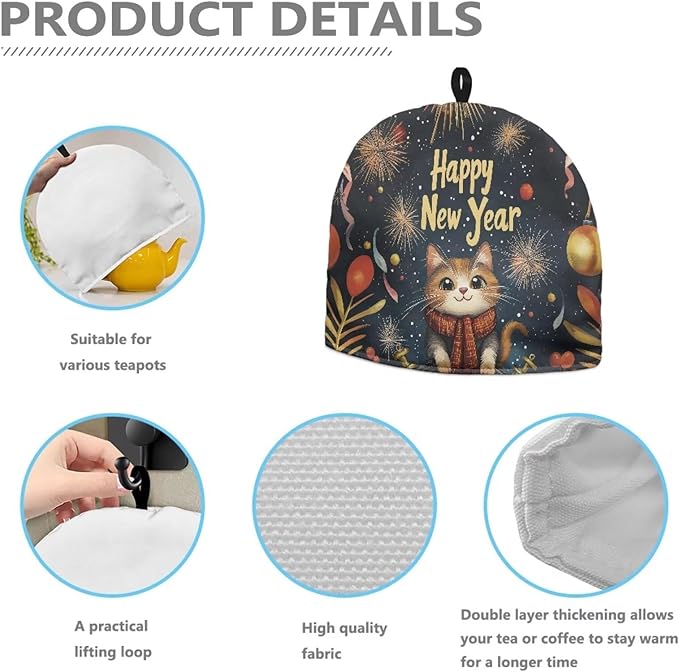 Cute Cat Tea Cozy for Teapot Insulated for Cartoon Cat Kettle Cover Samll Teapot Dust Protector Fashion Tea Pot Cozy for Keeping Warm Kettle Kitchen Dust Cover for Kitchen Accessories
