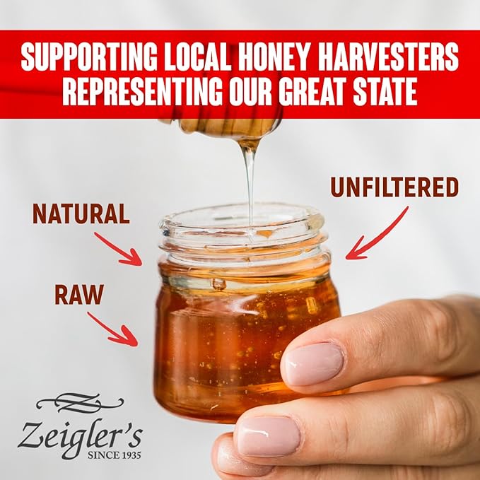 Zeigler's Florida Local Honey, 32 Oz – 100% Pure, Raw & Unfiltered Honey – All-Natural, Packed with Nutrients – Great with Tea, Yogurt, Cottage Cheese, Sandwiches, Smoothies