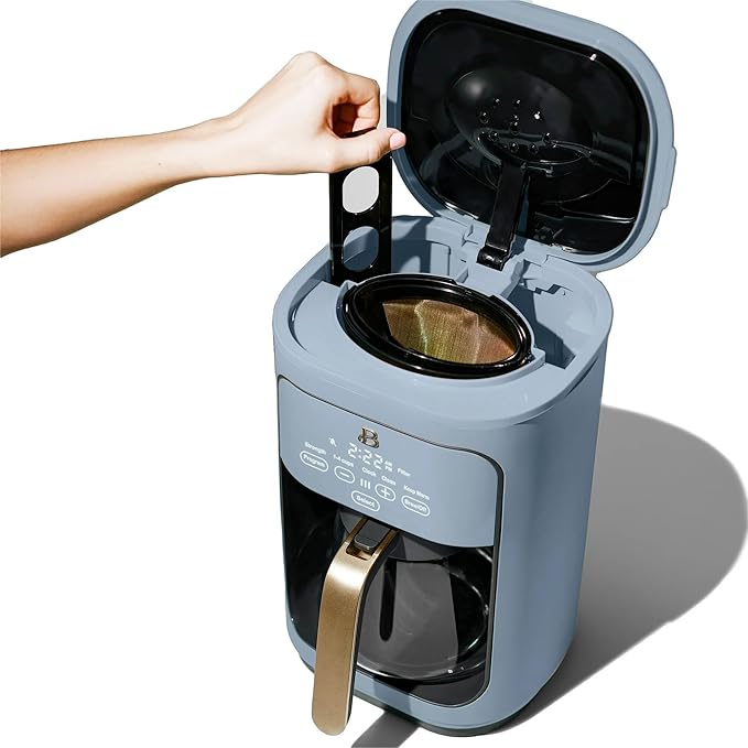 Beautiful 14-Cup Programmable Drip Coffee Maker with Touch Display - Automatic Coffee Machine with Timer for Home & Office - by Drew Barrymore (Cornflower Blue)
