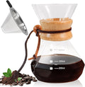 Pour Over Coffee Pot Set 400ml 13.5oz Features 304 Stainless Steel Filter Glass Coffee Pot with High Borosilicate Glass Duckbill Spout Design Solid Wood Handle Pour Over Coffee Daily Brewing
