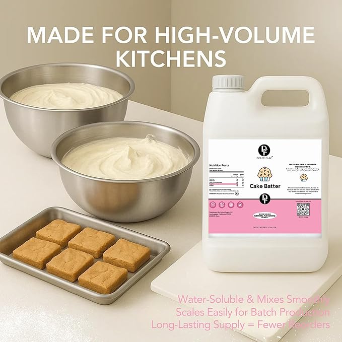 Dolce Flav Cake Batter Flavoring – 32 Ounce Water-Soluble Kosher, Sugar-Free, Concentrated Birthday Cake Flavor for Frosting, Cupcakes & Ice Cream