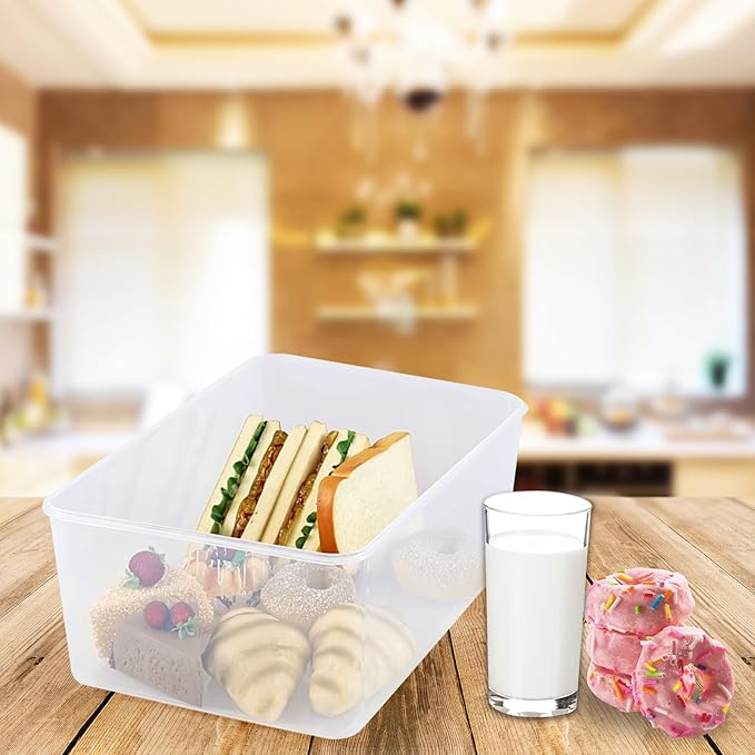 15 L Clear Airtight Rectangular Storage Container for Food, Set of 4 Plastic Clear Food Storage Container with Latch Lid and Handle