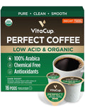 VitaCup Organic Perfect Dark Roast Decaf Coffee Pod for Pure & Clean Energy, Antioxidants, Low Acid, Peru Single Origin in Recyclable Single Serve Pod compatible w/Keurig K-Cup Brewers,16CT