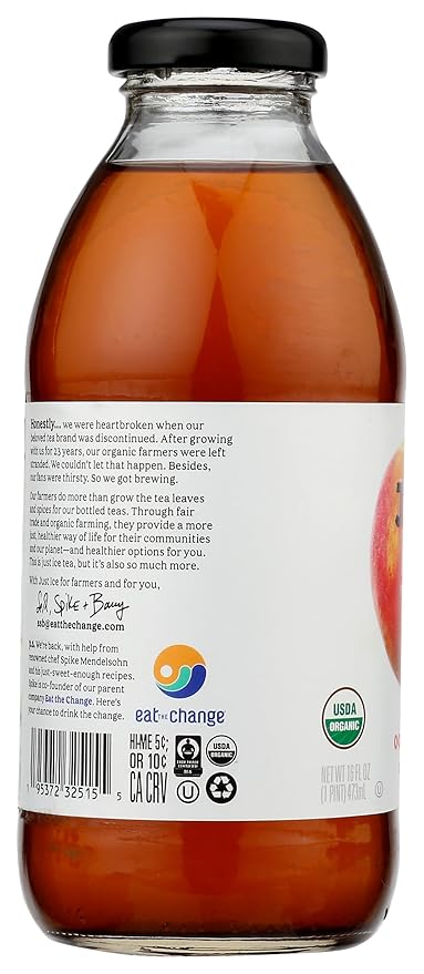 Eat The Change Just Ice Tea Organic Peach Oolong Tea, Kosher, 16 Fluid Ounces (Pack Of 12)