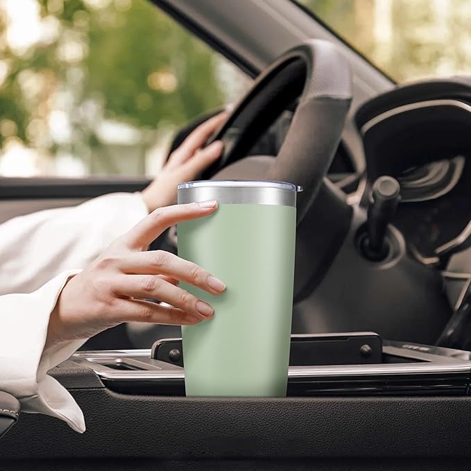 20 oz Tumbler with Lid Stainless Steel Insulated Tumblers Bulk Double Wall Vacuum Cups Powder Coated Travel Mug Keep Drinks Cold and Hot, Sagebrush Green, 4 Pack