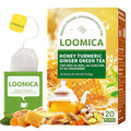 LOOMICA Honey Turmeric Ginger Green Tea, Naturally Caffeinated, Smooth Green Tea Blend with Golden Spice & Honey Flavor, Naturally Uplifting, No Artificial Sugar Added, 20 Count