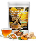 120 Bags Turmeric Ginger Cinnamon Tea, Natural Turmeric Herbal Tea, Improve Digestion, Support Skin, Sleep, Eco-Conscious Teabags, No Sugar, No Caffeine, No Gluten(120pcs, 240g)