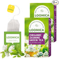 LOOMICA Organic Jasmine Green Tea Bags, Organic Green Tea with Jasmine Flowers, Refreshing & Aromatic, Floral Infusion for Relaxation, No Sugar Added, 20 Counts, (Pack of 2)