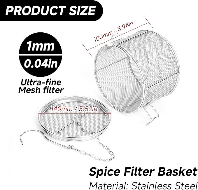 Seasoning Strainer Large Stainless Steel Tea Infuser, sieve fine mesh with Extended Chain Hook for Brew Loose Leaf Tea, Seasonings Cooking, Ice Cube