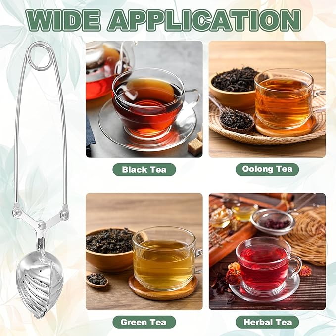 uxcell 2 Pcs Tea Infuser, Stainless Steel Loose Leaf Tea Infuser Filter for Cup and Teapot, Long Handle Tea Steeper Strainers for Tearoom Office Home, Shell shaped, Silver
