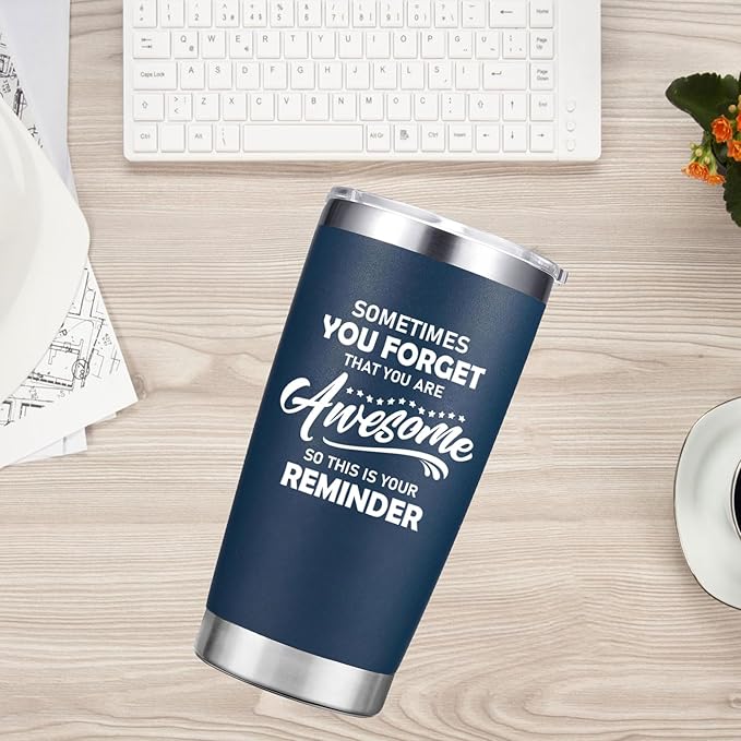 Christmas Gifts for Men - Sometimes You Forget You're Awesome Tumbler Cup - Inspirational Gifts for Men Dad Him Boyfriend - 20 oz Navy Blue