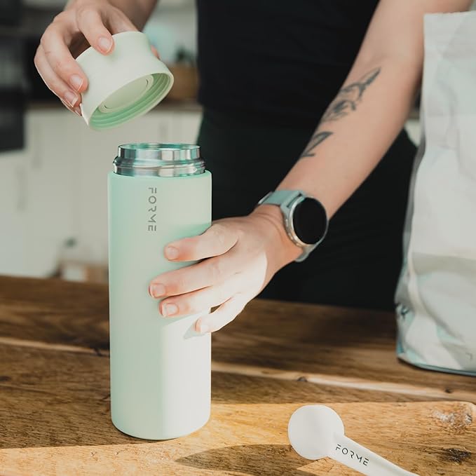 FORME - Blender Shaker Bottle, Leakproof Double Insulated Stainless Steel, Noiseless Shaker Bottle for Hot & Cold Drinks, Ideal for Protein & Supplement Shakes (Sea Mist, 23.7 oz)