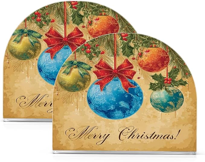 Retro Christmas Tree Napkin Holder for Table Paper Cocktail Napkin Holders for Kitchen Dinning Acrylic Dinner Napkin Dispenser for Dinner Home Decor Bar 2 Pack