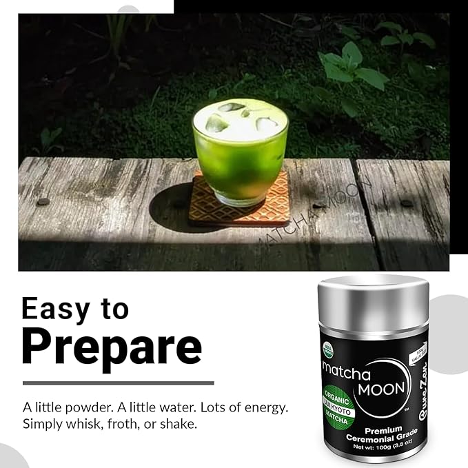 Matcha Moon Ceremonial Grade Matcha Green Tea Powder - Best For Traditionally Whisked Tea - Organic Matcha Green Powder - Pure Zen - Value Size 100g Tin